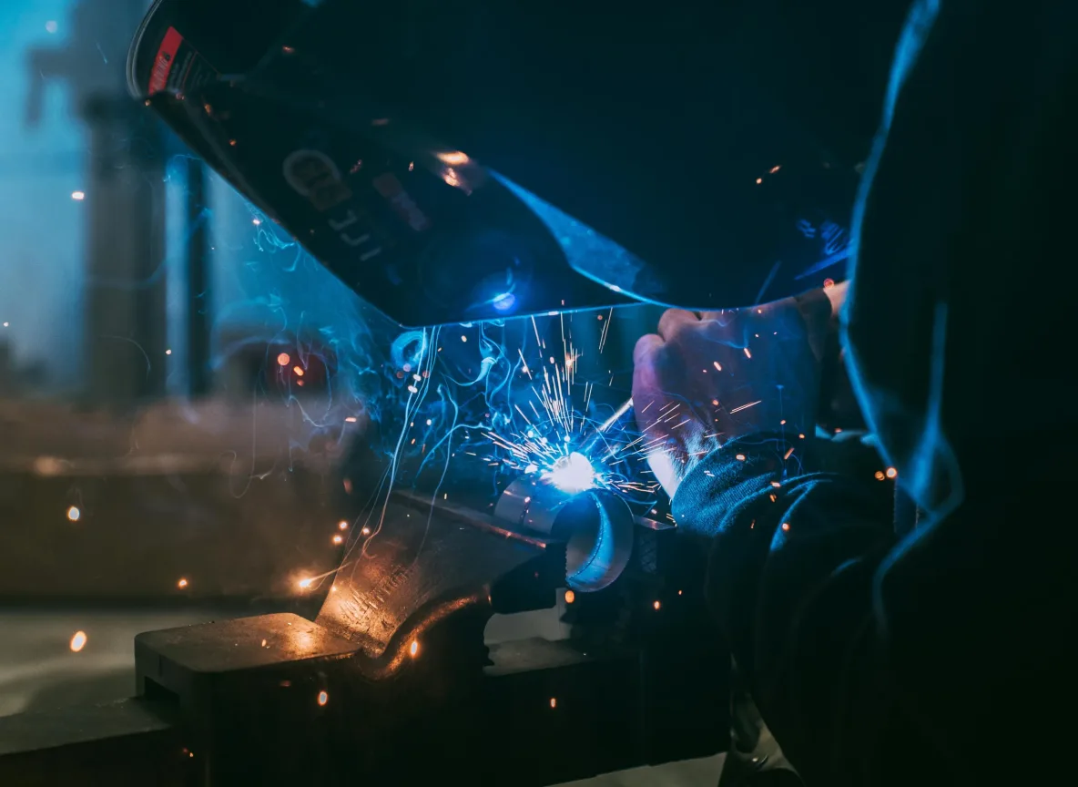 welding process in factory office cube